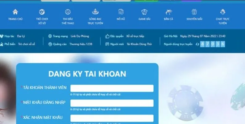Hướng dẫn tân binh đăng ký tài khoản tại 123B
